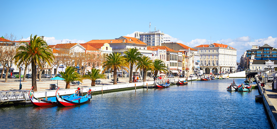 Traditional boats on the canal in Aveiro,